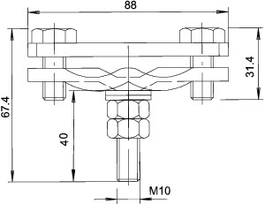 OBO 250 A-BO Diagonální svorka s navařeným svorníkem 88x30x70 Ocel žár.zinek