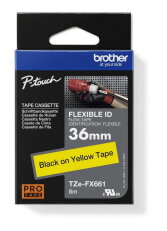 Páska BROTHER TZe-FX661,  žlutá/černá, 36 mm,  s flexibilní páskou