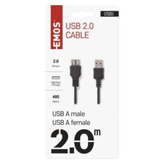 USB kabel 2.0 A vidlice A zásuvka 2m EMOS S70201