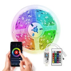 Wifi Smart LED světelný pás RGB 5m sada s adaptérem a dálkovým ovladačem WM57