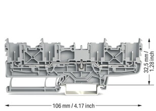 Řadová svorka-4 piny na DIN lištu 35x15/35x7,5 šedá WAGO 2022-1801/999-953