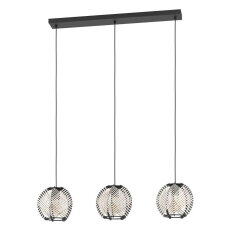 Závěsné svítidlo WAVERTON E27 černá/dřevo/bílá 3X40W IP20 EGLO 44007