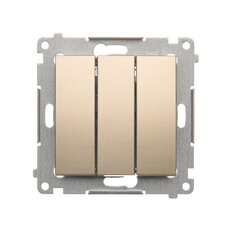 Trojitý spínač 3x 1 s orientačním podsvětlením LED, 10AX, 250V, zlatá matná