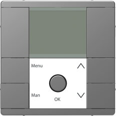 Časový spínač, Merten System D, s displejem, stainless steel, plast MEG5755-6036