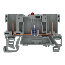 Základní svorka pro moduly, 2 kontakty, červená LED dioda, DC 24V, šedá
