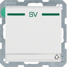 Zásuvka SCHUKO s víčkem a zeleným potiskem ''SV'' (napájení), Q.x, bílá sametová