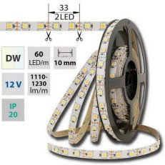 LED pásek SMD5050 dual white WW-CW, 60LED/m, 14,4W/m, DC12V 1310lm/m IP20 10mm