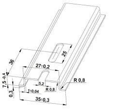 Lišta TH 35x7,5 - 1000 mm, perforovaná, pozink modrý, 5,2x25mm, cena za kus