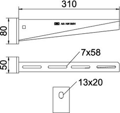 Nástěnný výložník OBO AW 30 31 FT B310mm Ocel žár.zinek