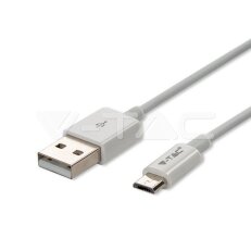 1M Micro USB cable 1.0A TPE, Silver series, white color, VT-5321 V-TAC SKU8484