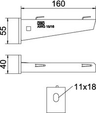 Nástěnný výložník OBO AW G 15 16 FT pro mřížový žlab B160mm Ocel