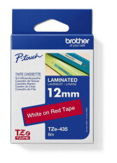 Páska BROTHER TZe-435, červená/bílá (12mm, laminované)