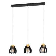 Závěsné svítidlo STILLINGTON 1 3xE27 černá/dřevo 3X40W IP20 EGLO 43925