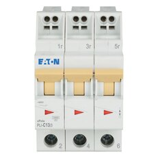 PLI-C13/3 Jistič PLI (bezšroubové svorky nahoře) char C 3-pólový 10kA 13A 101320