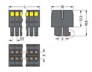 1vodičová pružinová svorkovnice, 2řadá, CAGE CLAMP, 1,5 mm2, Černá