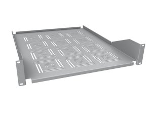Police 19" 2U 550mm ukládací plato RAL 7035 úchyt na přední lišty UP-05