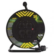 Venkovní prodlužovací kabel na bubnu 50 m 4 zás. černý guma-neopren 230V 2,5mm2