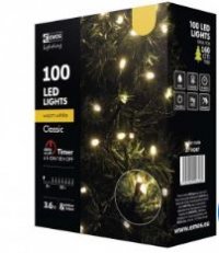 LED vánoční řetěz, 10m, teplá bílá, časovač
