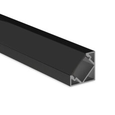 Rohový hliníkový profil RT2 černý, 18x18mm, vč. černého difuzoru, 1m