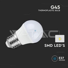 LED Bulb 4,5W E27 G45 3000K 6pcs/pack VT-2256, V-TAC SKU212730