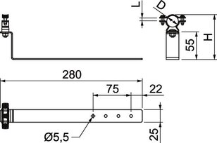 OBO isCon H280 VA Střešní držák vodiče pro cihlové střechy 280mm Nerez ocel