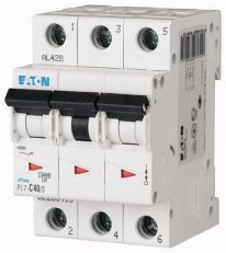 Jistič PL7-D40/3, char D, 3-pólový, 10kA, 40A EATON 263425