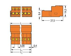 Konektor s pájecími piny CAGE CLAMP 2,5mm2 oranžová 4pól. WAGO 231-634