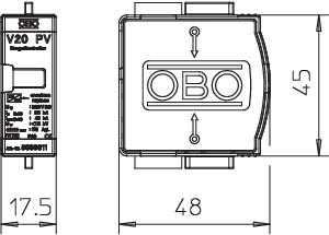 OBO V20-C 0-300PV Vrchní díl SPD V20 typ 2 pro FV 300V DC