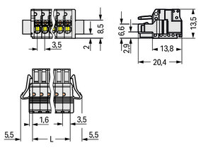 Pružinová svorka Push-in CAGE CLAMP sv.šedá 1,5mm2 2pól. WAGO 2734-102/037-000