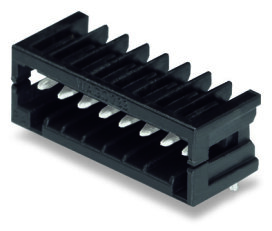 Konektor s pájecími piny THR, pájecí kontakt 0,8x0,8 mm, úhlové, černá 5pól.