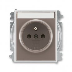 Zásuvka s clonkami s popisovým polem 5519E-A02352 26 lungo/mléčná bílá Time ABB