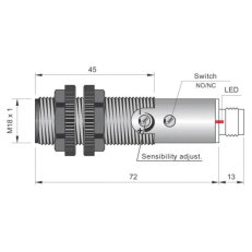 Optoelektronický senzor d18 mm AECO FT18-ABR H