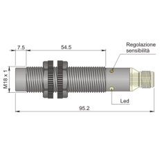 Kapacitní senzor d18 mm AECO SC18SP-CE10 PNP NO+NC H