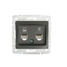 Zásuvka datová-telefonní DOMO RJ45Cat 5e+RJ11 grafit 24934 Kanlux