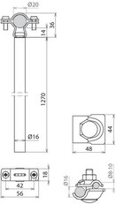 Distanční držák d16mm L 1270mm Al s svorkou PA d20mmvčetně svorky MV pro HVI