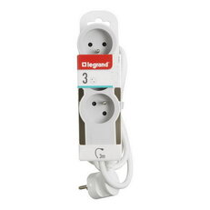PRODLUŽOVACÍ PŘÍVOD ZÁSUVKA 3X2P+T, KABEL 3 M, BÍLÁ/SVĚTLE ŠEDÁ LEGRAND 049488