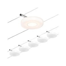 LED lankový systém DiscLED základní sada 5x4,5W 3000K 230/12V matný chrom/chrom