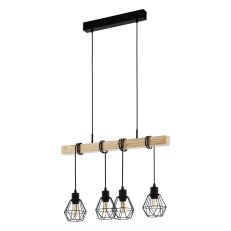 Závěsné svítidlo TOWNSHEND 5 černá/dub 4X60W IP20 EGLO 44075