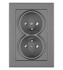 Zásuvka UTE PL dvojitá zrcadlová, šroubové svorky, antracit SCHRACK EV111361--