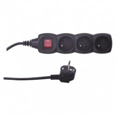 Prodlužovací kabel 3 m 3 zásuvky s vypínačem černý PVC 1mm2 EMOS PC1313