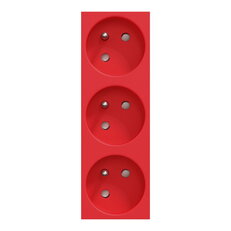 Zásuvka NOVÁ UNICA trojitá 45o 250V/16A 3x2P+E, clonky, bezšroubová, Červená