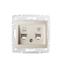Zásuvka datová-telefonní DOMO RJ45Cat 5e+RJ11 krémová 24816 Kanlux