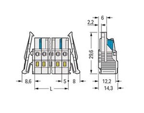 Pružinová svorka CAGE CLAMP 2,5mm2 světle šedá 2pól. WAGO 721-102/037-000