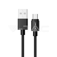 1M Micro USB Cable 2.4A Braided cable, Platinum series, black color, VT-5332