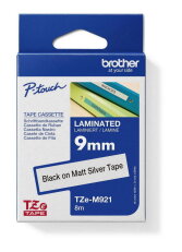 Páska BROTHER TZe-M921, stříbrná metalická/černá (9mm, laminované)