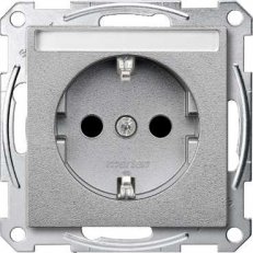 Merten Zásuvka 250V/16A SCHUKO popisové pole System M Aluminium MTN2302-0460
