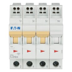PLI-C13/3N Jistič PLI (bezšroubové svorky nahoře) char C 3+N-pólový 10kA 13A