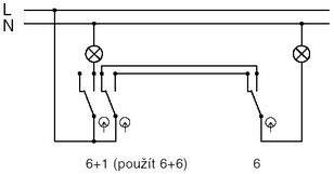 Přístroj přepínače střídavého dvojitého střídavého řazení 6+6 ABB 3558-A52340