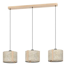 Závěsné svítidlo HONTONGAS E27 černá/dřevo BEIGE M.HEU 3X25W EGLO 390324