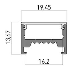 PRF040 REC./SURF. MOUNTING AL. PROFILE +